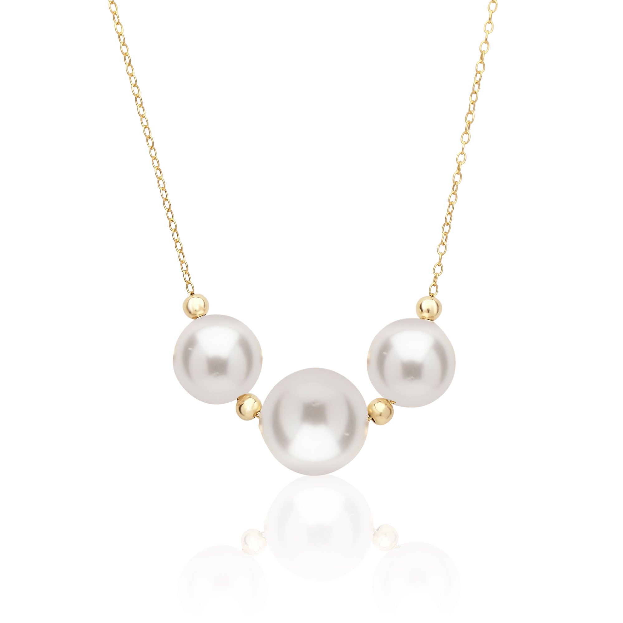 14K White Gold Pearl & Diamond Pendant Necklace